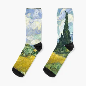 Van Gogh je Pšeničné Pole s Cyprusy | Vincent Van Gogh Inšpiroval Jemné ArtSocks Kompresné pančuchy, ponožky Argentína